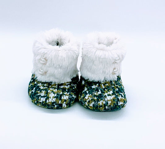 Jessy: Knit Pearl Booties Short Neck