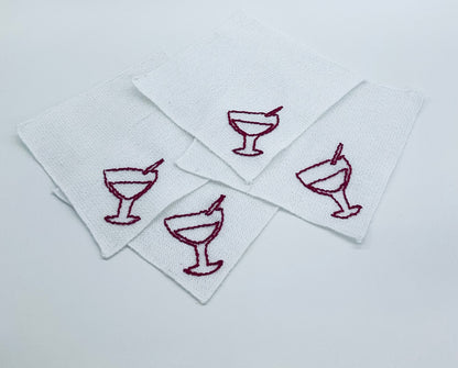 Cocktail Napkins Embroidered Margarita