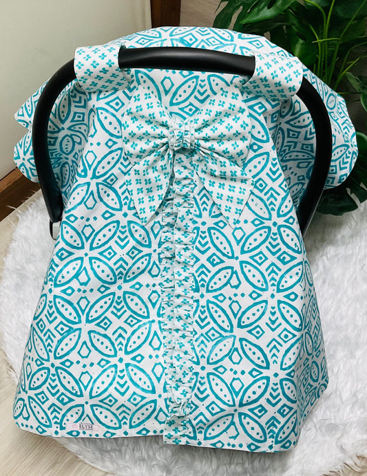 Baby Car Seat Cover:Susan Turquoise