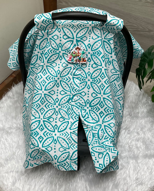 Baby Car Seat Cover:Susan Turquoise