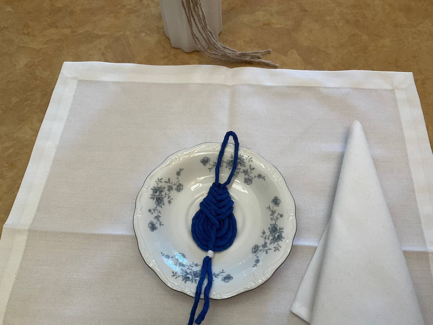 Macrame Napkin Holder Blue Pipa