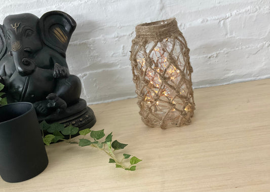 Bohemian Jar  With  Macrame Cover