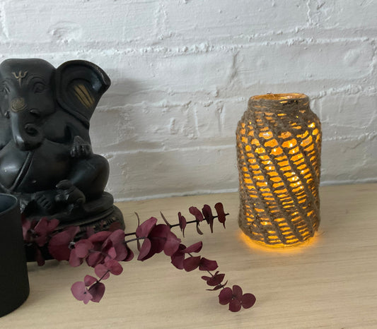 Bohemian Jar  With Macrame Cover